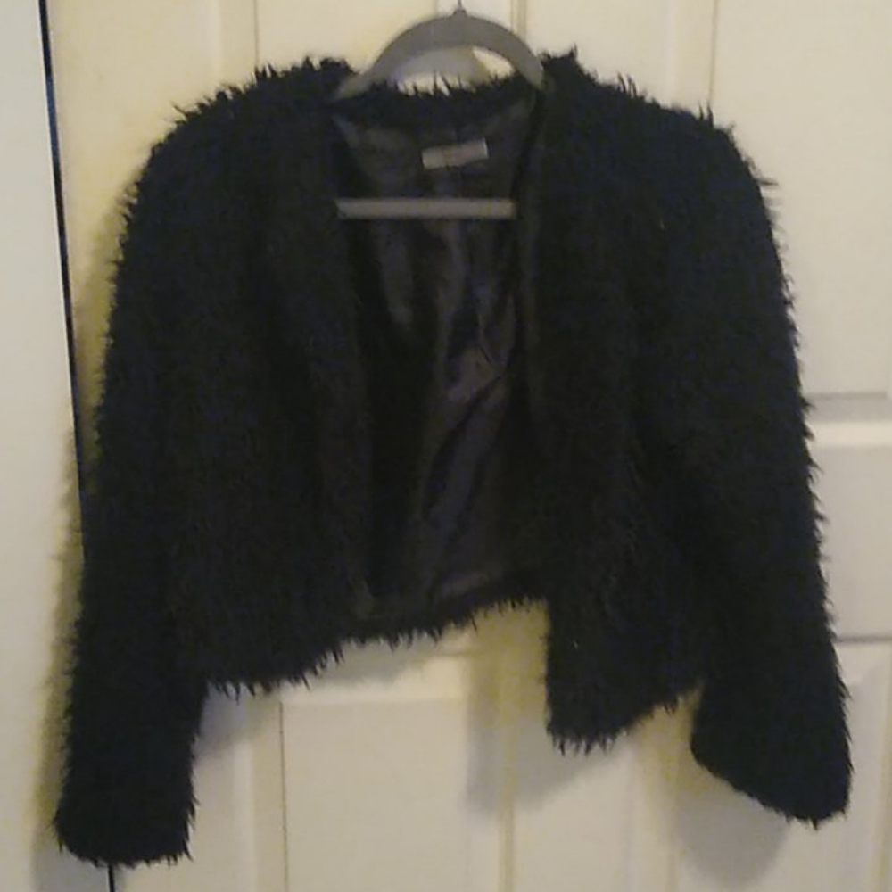 Black faux fur jacket by "Casting LA"